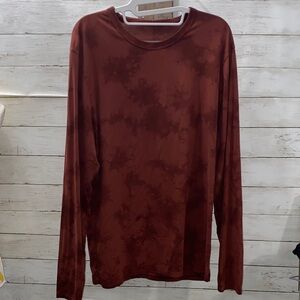 Lululemon Mens Fundamental Rust/Tie Dye Long Sleeve Shirt